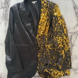 Black & Gold Sequin Contrast Blazer